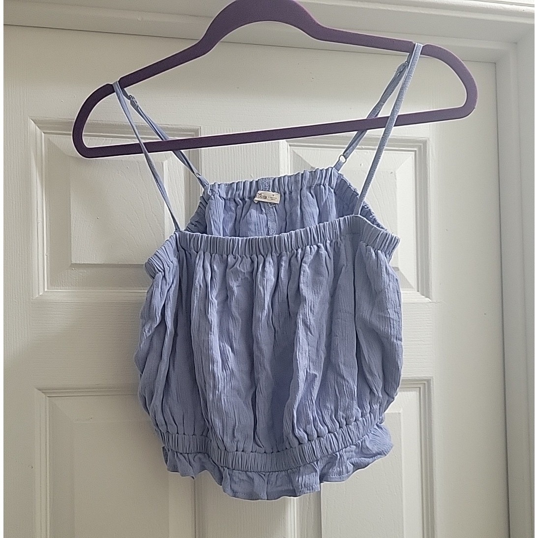 Hollister Womens Blue Smocked Ruffle Hem Camisole Top Size M Adjustable Straps